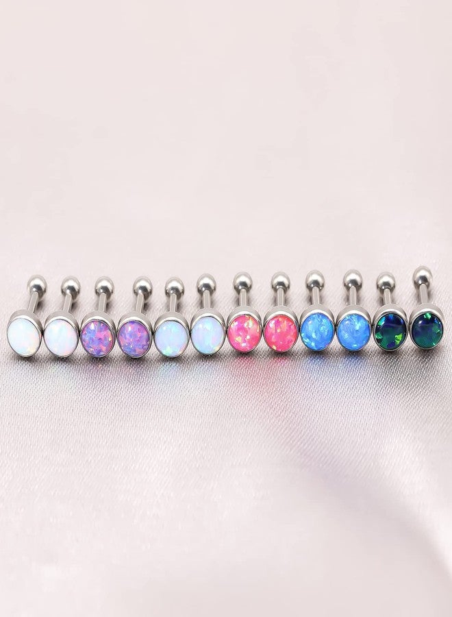 BLISI 16g Titanium Internally Threaded Earrings with Screw Back for Sensitive Ears Hypoallergenic Cartilage Tragus Helix Ear Piercing Diameter (Black Opal 1, 5mm) - Image 5